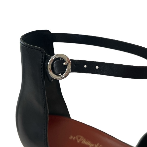 3.1 Phillip Lim Black Leather Silver Block Heels NWT - Picture 12 of 17